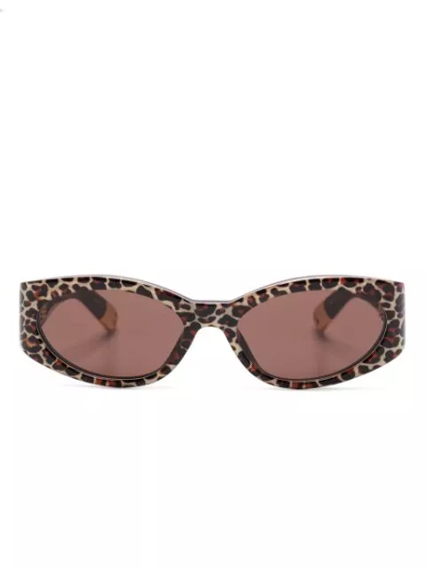 Jacquemus leopard-print oval-frame sunglasses Women 0113