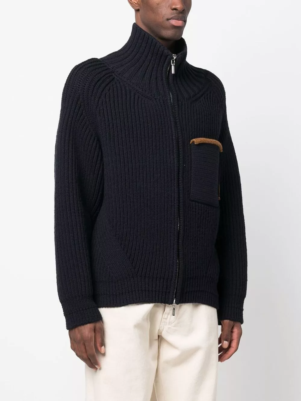 Affordable online deals Jacquemus contrast-line high-neck cardigan Men 0204